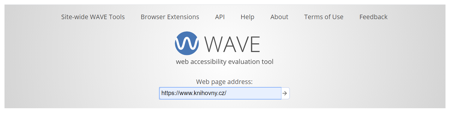 Obr. 1: Vstupní stránka validátoru přístupnosti WAVE