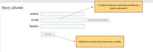 Obr. 11 – Formulář pro registraci nového uživatele