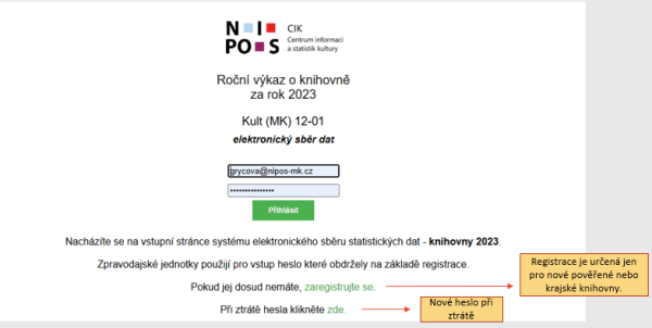 Obr. 15 – Ukázka úvodní strany elektronického sběru dat